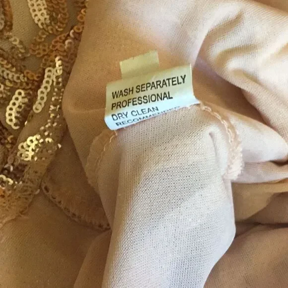 NWOT long sleeved dress with nude underlay & rose gold sequins throughout SM - Picture 14 of 14
